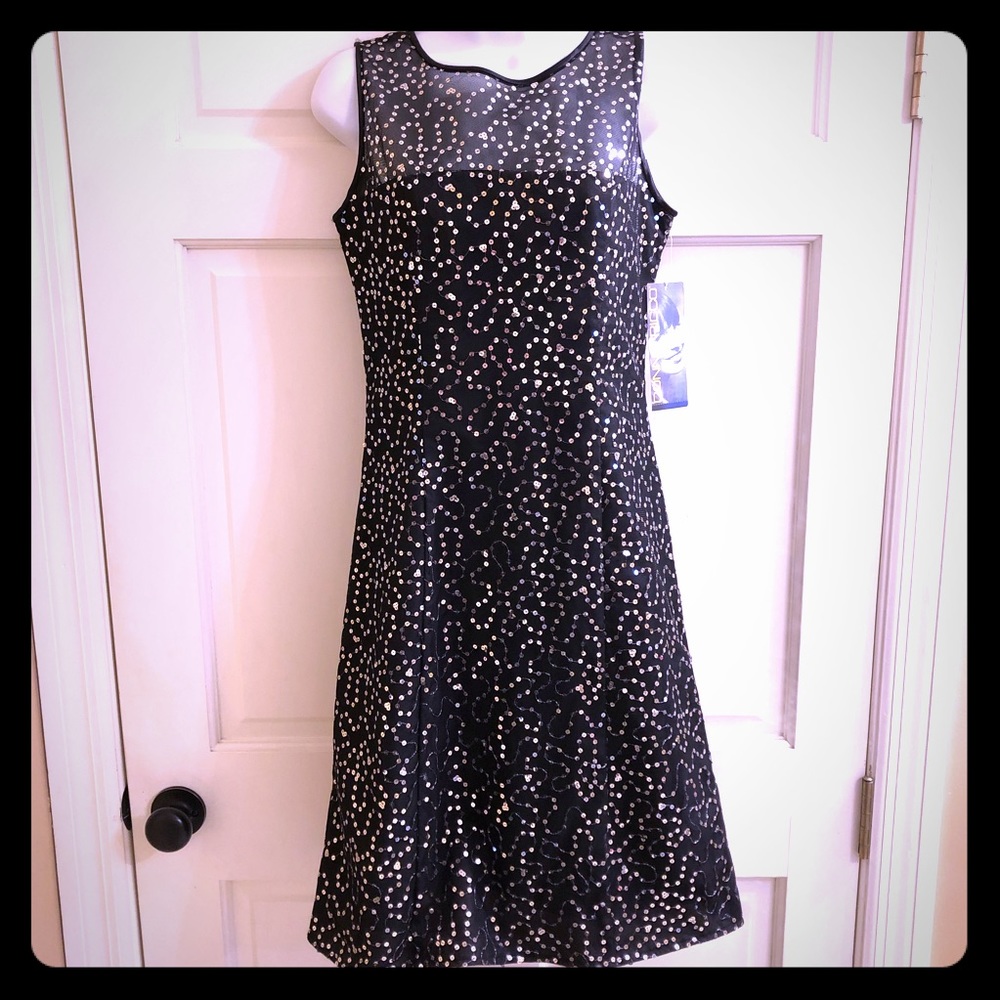 Donna Ricco NWT Black Sequin Dress
